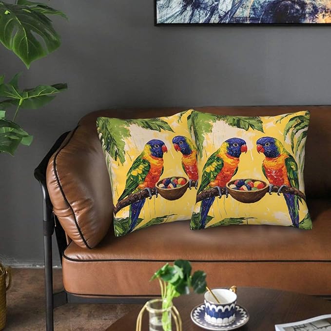 Parrot Throw Pillow Covers 18x18 inch Set of 2 Bird Pillow Case Cushion Cover for Home Sofa Couch Living Room Car Decor