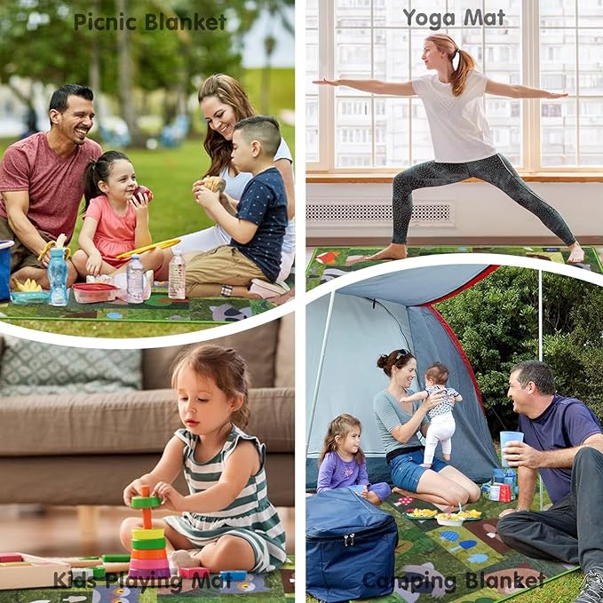 Supfitness Extra Large Picnic Blankets Waterproof Foldable (60"x 80") Boho Beach Blanket Waterproof Sandproof,3-Layer Thicking Mat Outdoor Packable Camping Blanket