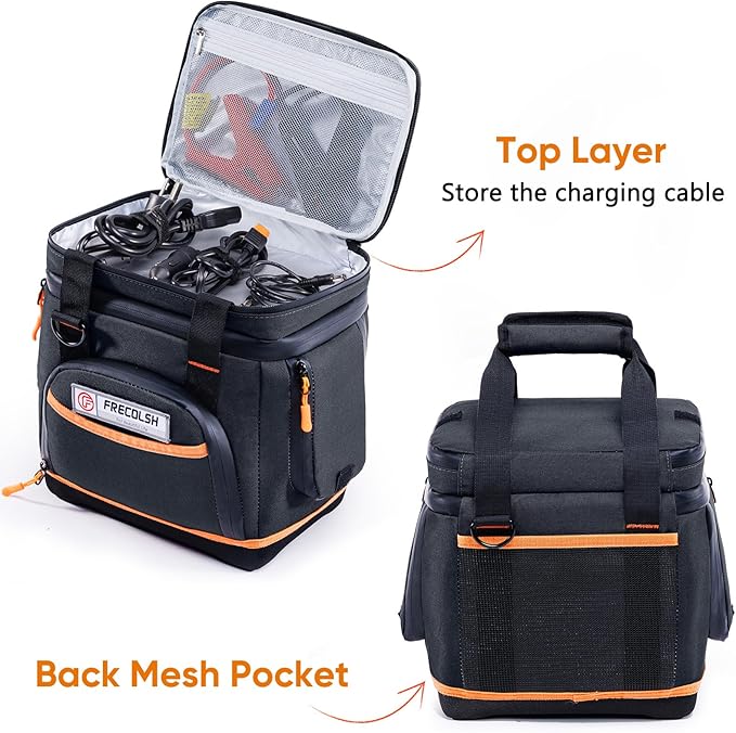 Double-Layer Travel Carrying Case for Jackery Explorer 300/240/160 – Portable Power Station Storage Bag with Molded Bottom, Side Ventilation, Front Pockets for Jackery Accessories & Solar Generator