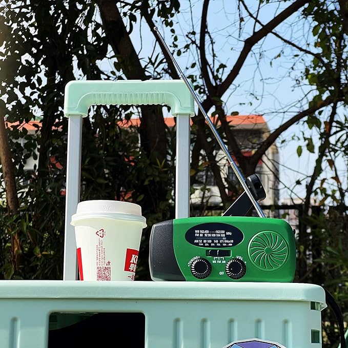 5000mAh Hand Crank Emergency Weather Radio, AM FM NOAA Solar Radio with Led Flashlight and Earphone Jack, Charger for Smartphone, USB-C Cable/Self Powered with SOS Alarm (Green)