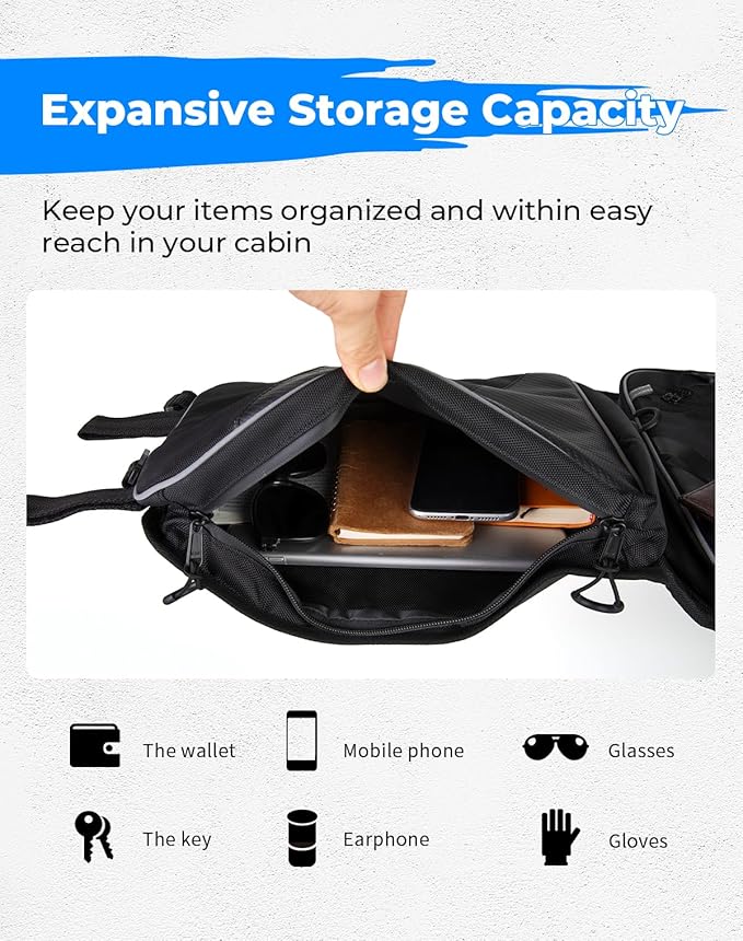 KEMIMOTO UTV Large Storage Roof Bag Compatible with Pioneer 1000 3P 6P/Polaris RZR XP 4 1000/Uforce 1000,1680D Oxford Fabric with Several Pockets Water-Resistant Overhead Storage Bags (2 Pack)