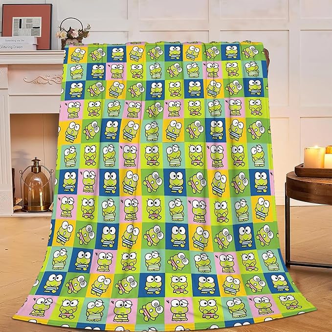 Funny Frog Blanket Cozy Soft Cute Frog Flannel Plush Throw Blanket Warm Fluffy Fleece Bedding Stuff Decor Blanket Gifts for Lover Teens Girls Boys Kids Adults Women 50"x60"