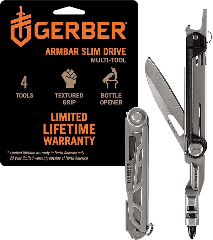 Gerber Gear Armbar Slim Drive Pocket Knife EDC Multitool with Screwdriver, Bottle Opener, Onyx
