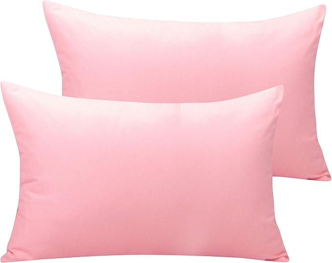 NTBAY Microfiber Toddler Pillowcases with Envelope Closure, 2 Pack 100% Brushed Microfiber Super Soft Travel Kids Nursery Pillow Cases, 14"x20" Fits Pillows Sized 12"x16" 13"x18" 14"x19", Pink