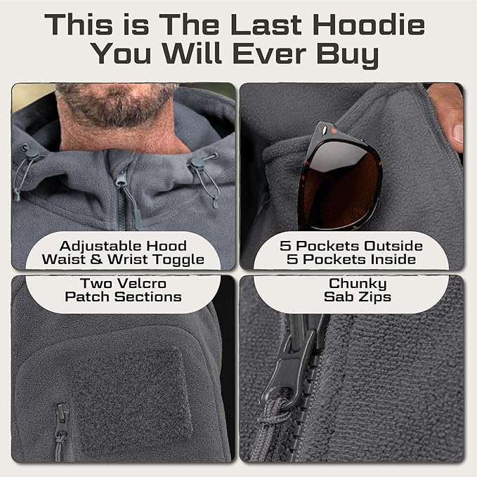 Baerskin Tactical Hoodie Jacket for Men 4.0 - Military Style Fleece Sweater for Cold, Rain, Wind or Snow