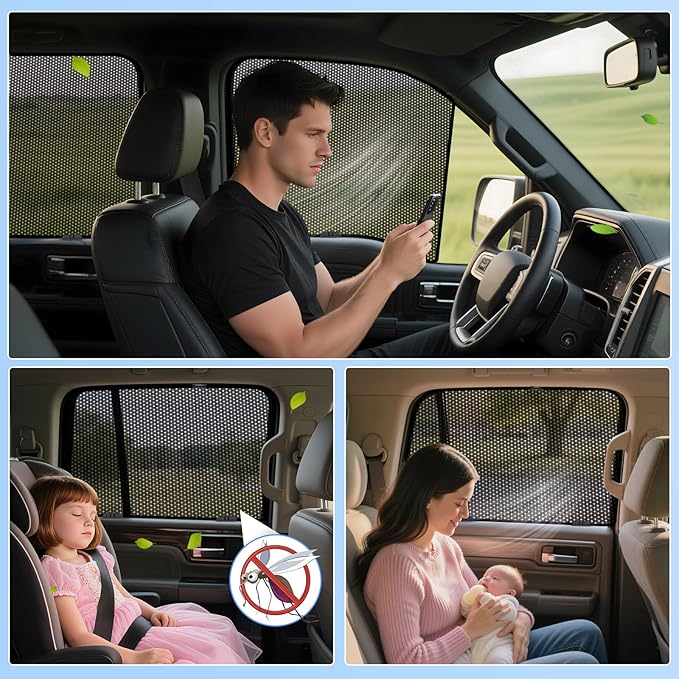 ZATOOTO Ford F-150 Car Window Shades 2015-2020, Car Window Covers for Baby Sun Shade Breathable Mesh Screen Blocking 99% of UV Rays and Glare, Privacy Protection for Camping and Napping