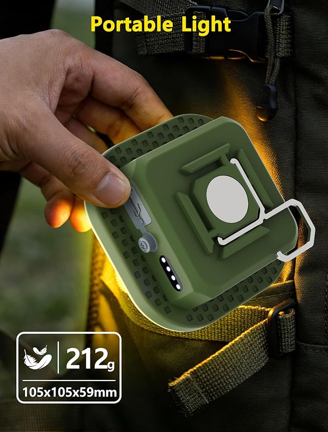 Rechargeable Camping Lantern, 800LM LED Tent Light with 4500mAh Battery & Magnet, IP54 Waterproof, Stepless Dimming, 5 Modes for Camping, Hurricane, Outdoor