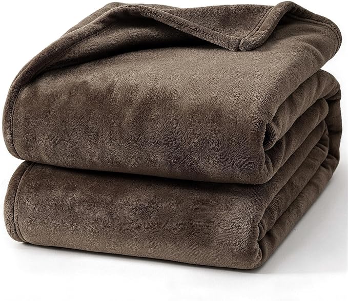 Hansleep Fleece Brown King Blanket, Super Soft Flannel Fuzzy Plush Cozy Blanket for All Seasons, Brown, King 90x108 Inches