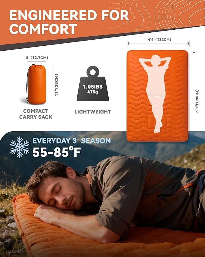 Camping Blanket Ultralight, 3 Season Waterproof & Windproof, Packable Outdoor Blanket for Camping, Hiking, Backpacking, Hammock,Stadium, Picnics（Orange）