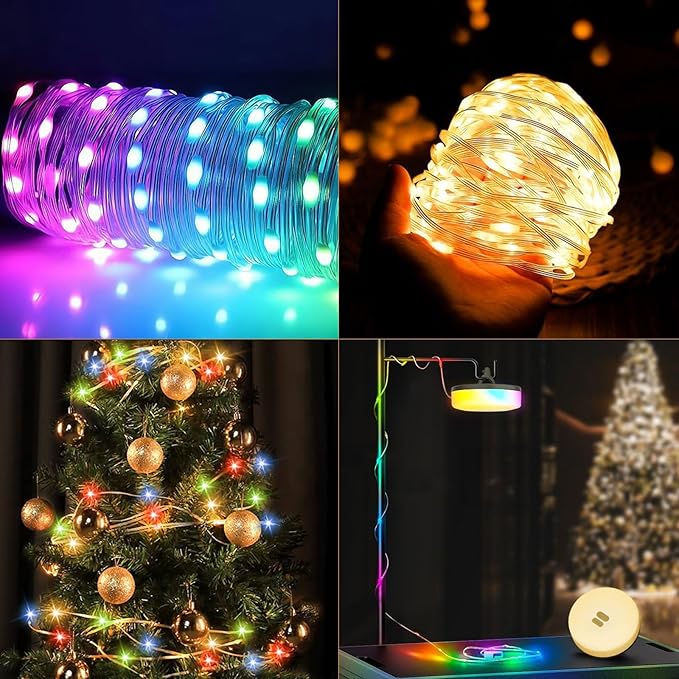 2Pack Camping String Lights, 4 in 1 Quick Storage Camping Essentials Gear 32.8FT Rechargeable Tent Lights with 6 Modes Hanging Waterproof LED Camp Lamp for Camping Hiking Patio Festival- Warm White