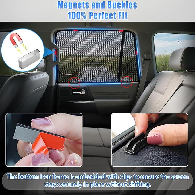 ZATOOTO Car Window Shades Toyota RAV4 2019-2024 for Rear Window | 2-Pack Baby & Pet Sun Shades | Blocks 99% UV & Heat | Breathable Mesh Privacy Screen | Bug-Free Design for Camping & Travel
