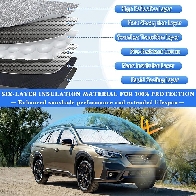 ZATOOTO Outback Car Window Shades 2020-2024, Sun Shade for Side Window Front & Rear Windshield and Triangular Window Shade Privacy UV Ray Sun Blocker Heat Insulation for Camp Nap Long Time Parking