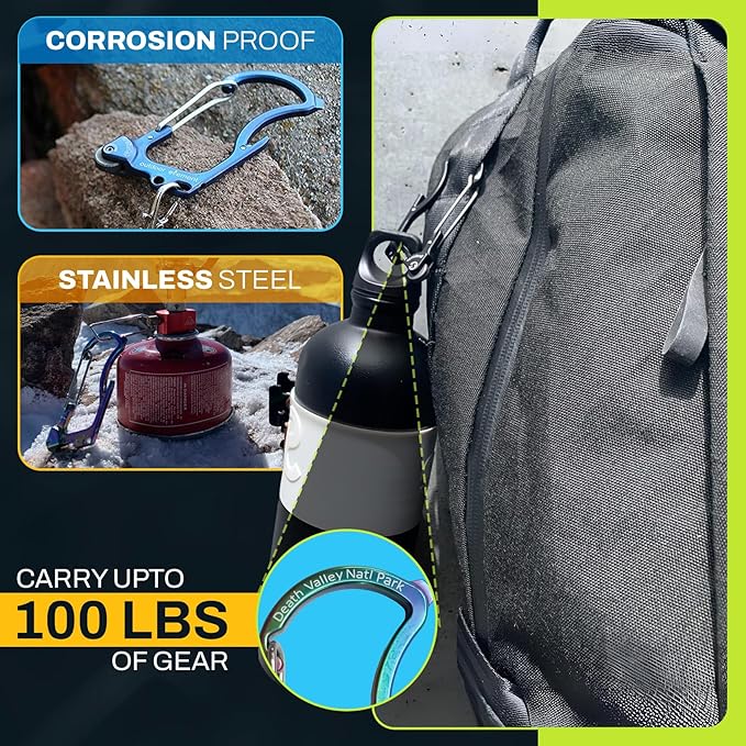 OUTDOOR ELEMENT Firebiner Custom Engraved 6-in-1 Fire Starter Carabiner Multitool – Survival Gear EDC Keychain with Utility Blade, Bottle Opener, Screwdriver, Emergency Tool