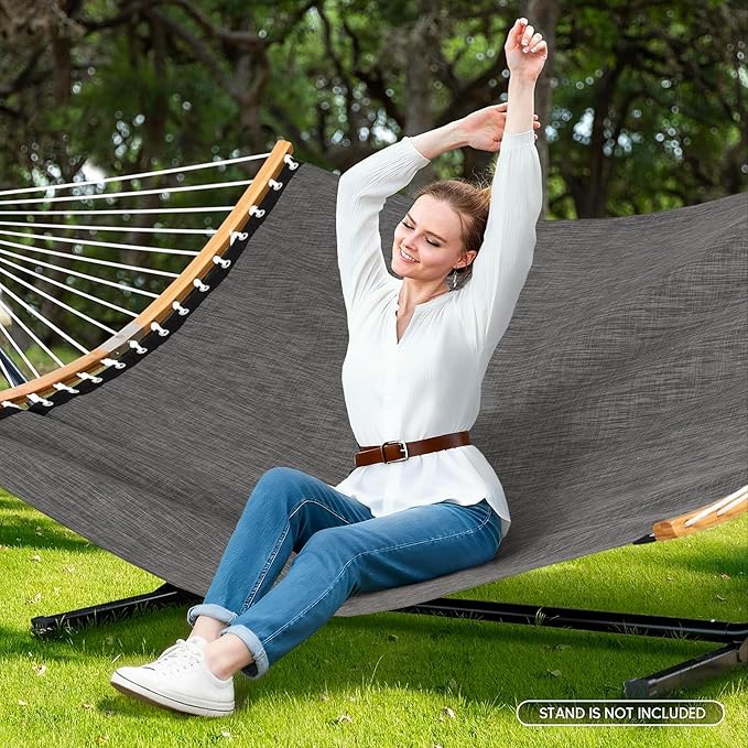 SUNCREAT Hammocks Portable Double Outdoor Hammock, 450lbs Capacity, Quick Dry 2 Person Hammock with Carrying Bag, Dark Gray