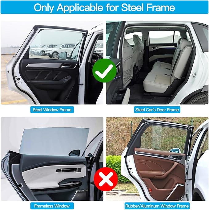 XCBYT Car Window Shades for Side Window - 4 Pack Magnetic Car Window Covers 99% UV and Glare Block Privacy Curtains for Breastfeeding, Napping, Dressing, Camping