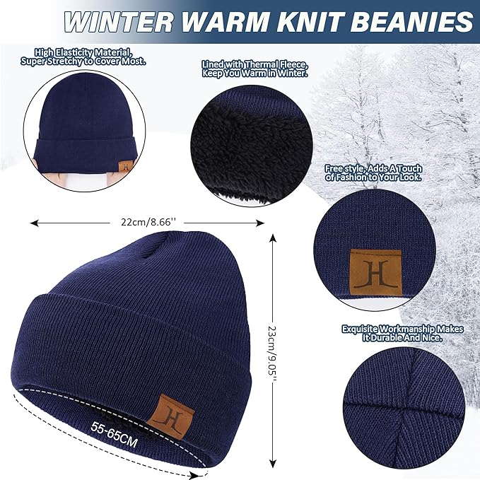 Winter Beanie Hat Scarf Touchscreen Gloves Set for Men and Women, Beanie Gloves Neck Warmer Set with Warm Knit Fleece Lined
