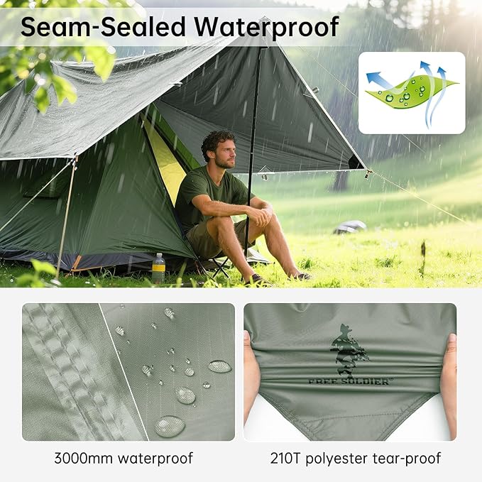 Free Soldier Waterproof Portable Tarp Multifunctional Outdoor Camping Traveling Awning Backpacking Tarp shelter Rain Tarp