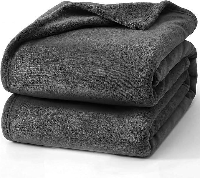 Hansleep Fleece Blanket for Couch Charcoal, Super Soft Flannel Fuzzy Throw Plush Cozy Blanket for All Seasons, Charcoal, Throw 50x60 Inches