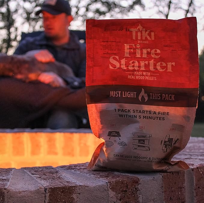 TIKI Fire Starter 20-Pack – Easy-to-Use Wood Pellet Fire Starters for Smokeless Outdoor Fire Pits & Indoor Fireplaces, Quick Lighting for Smokeless Fires, Ideal for Camping, Backyard, and Fireplaces