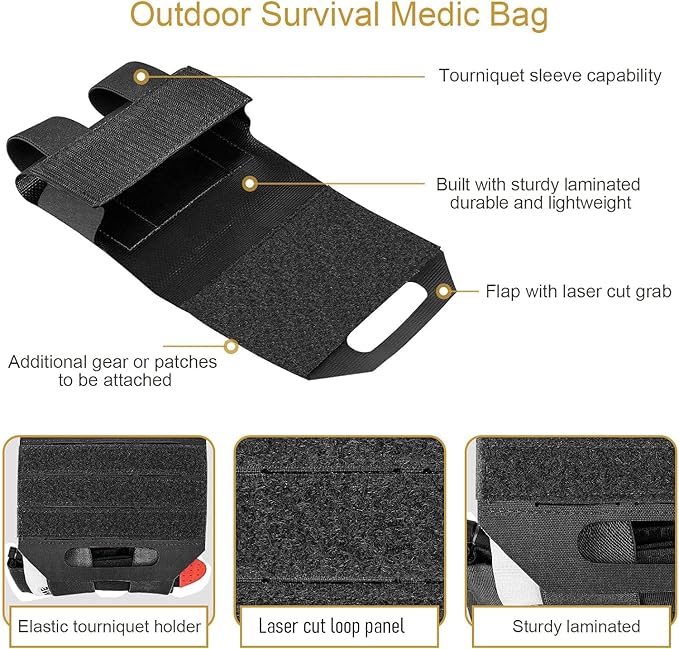 PETAC GEAR Tactical Ifak Pouch,Molle First Aid Micro Trauma Kit Military，Belt Medical Survival Pouches.(Bag Only)