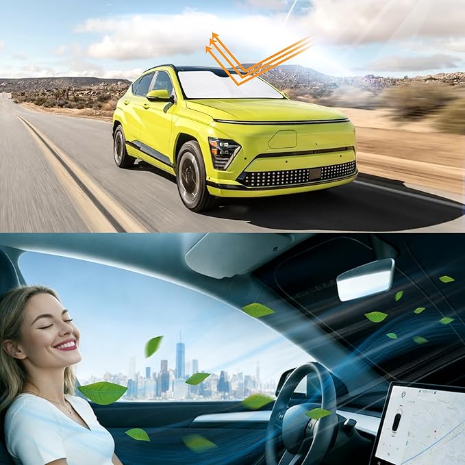 Windshield Sun Shade Accessories Compatible with Kia Seltos 2021 2022 2023-2026 Foldable Sunshade Sun Visor Blocks UV