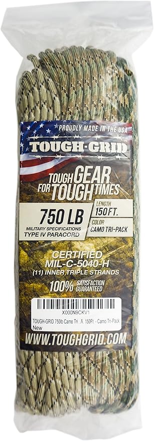 TOUGH-GRID 750 Paracord Military Grade Nylon Rope - Type IV Mil-Spec Made in USA - Tactical Survival Cord
