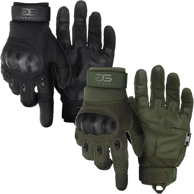 Glove Station Tactical Gloves for Men – Touchscreen Utility Gear with Hard Knuckle Protection Used in Motorcycle, Airsoft, Combat, Police, Shooting & Outdoor Work Black & Green Large
