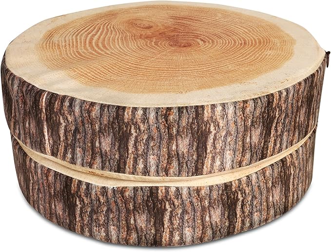 Log Pillow 2 Pack - Cozy & Comfy Wood Pillow with High-Density Foam - Realistic Round Cushions with Washable Covers - Log Cabin Decor & Forest Themed Decor