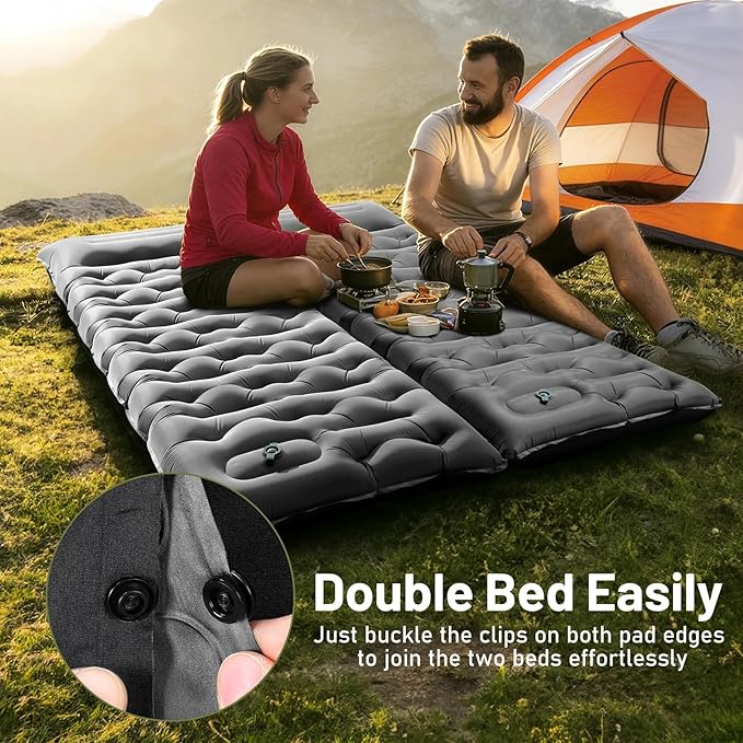 KASBAH Camping Sleeping Pad,Extra Wide 6 inch Thick Inflatable Sleeping Pads with Built-in Foot Pump and Pillow,Ultralight Camping Mat Gear for Outdoor Hiking,Camping