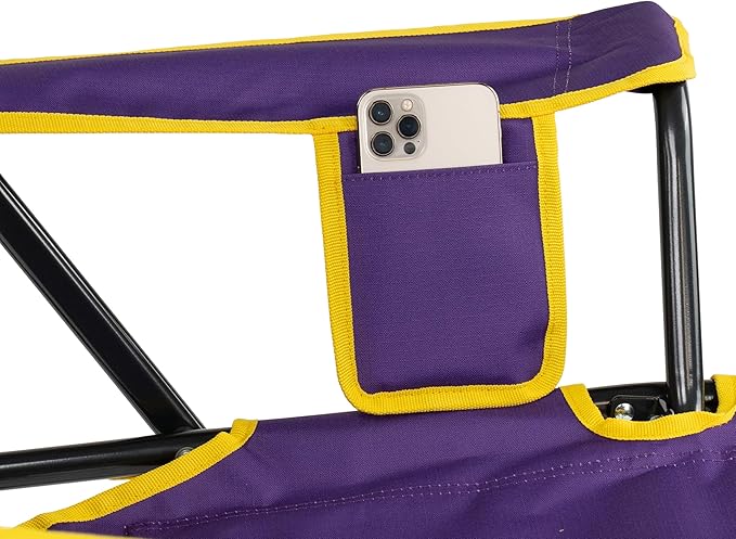 GCI Outdoor Comfort Pro Rocker Camping Chair | Portable Folding Rocking Chair with Durable Armrests & Drink Holder | Official Collegiate Licensed Sideline Sports Chair | LSU Tigers