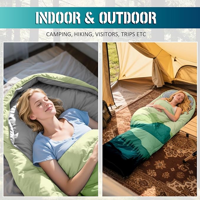 Sleeping Bags for Adults, 3 Seasons Warm & Cold Weather Waterproof Lightweight Backpacking Camping Sleeping Bag for Indoor Outdoor Camping Hiking Traveling, Camping Gear Equipment