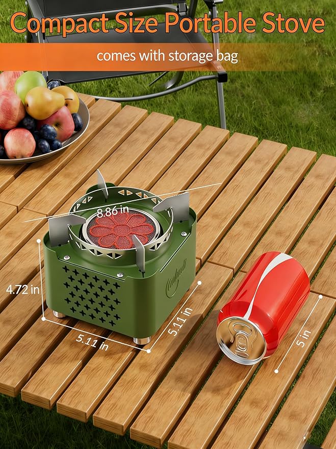Indwell Infrared Propane Camping Stove - CSA Certified Portable Gas Stove with 23inch Extended Hose & Piezo Ignition, Windproof Single Burner for Backpacking, Hiking, Fishing & Emergency Preparedness
