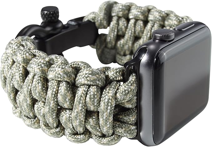 Savior Survival Gear Paracord Watch Band - Compatible with Apple Watch Band 49mm 46mm 45mm 44mm 42mm, iWatch Band Series Ultra 10 9 8 7 6 5 4 3 2 1 SE – Adjustable strap for men (Digital Camo, Large)