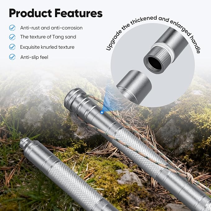 15-in-1 Tactical Walking Stick with Spear & Knife & Flashlight & Thermal Gloves & Anti-Slip Tape, Multitool Survival Hiking Stick, Self Defense Trekking Pole for Outdoor Adventures, Camping, Hunting