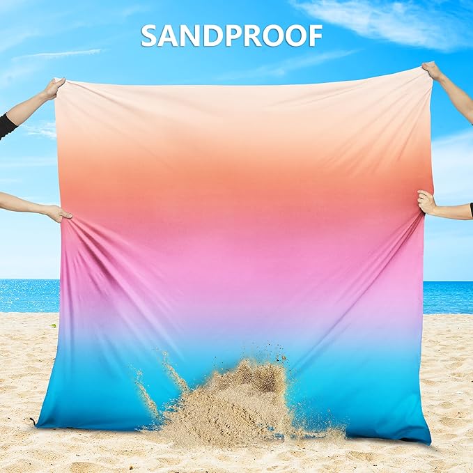AISPARKY Beach Blanket Waterproof Sandproof Extra Large, Oversized Beach Mat, Quick Drying&Compact&Lightweight, Picnic Blankets Vacation Essentials for Outdoor Beach Camping (79" X 83" (4 Person))