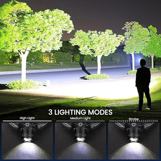 azamine LED Headlamp Rechargeable 2Pack, 99000 Lumens Bright Head Lamp, 90° Adjustable Head Lights for Forehead with 3 Modes, Long Runtime & Waterproof Headlamps for Adults Camping Hiking