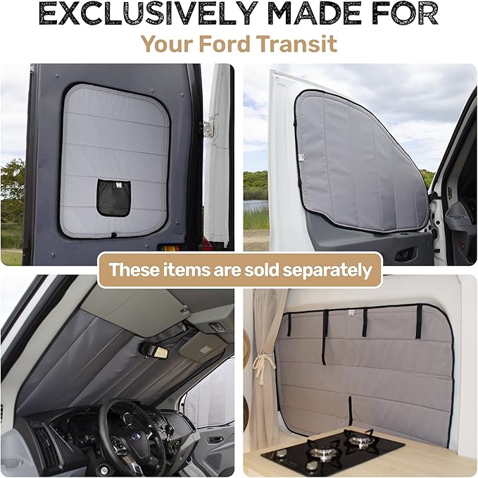 Living in a Bubble Insulated Blackout Window Covers for Ford Transit 2015-Current Mid & High Roof. Van Life Essentials & Camper Van Accessories (Rear Door 2015-Current (Full Plastic Door))