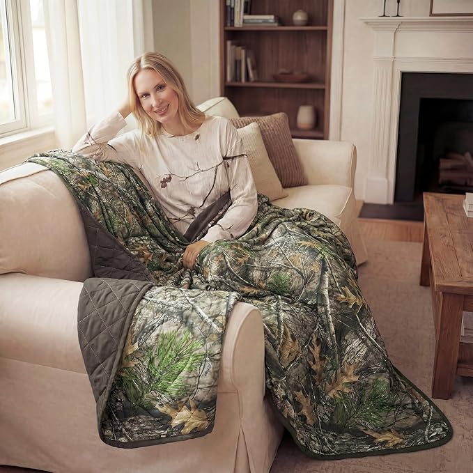 LOOGU Camo Blanket Waterproof Insulation Poncho Liner for Outdoor Camping, Hiking, Hunting, Survival, Backpacking, Picnicking