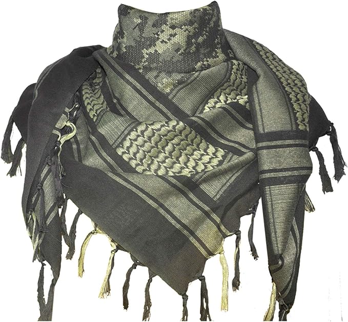 Explore Land Cotton Shemagh Keffiyeh Tactical Desert Scarf Neck Head Wrap with Tassel for Men Women