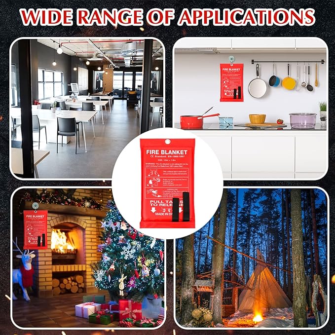 Macarrie 20 Pack 39” x 39” Fire Blanket Emergency for Home and Kitchen Safety Suppression Blanket Fiberglass Fireproof Survival for Fireplace Car Office Camping (Red)