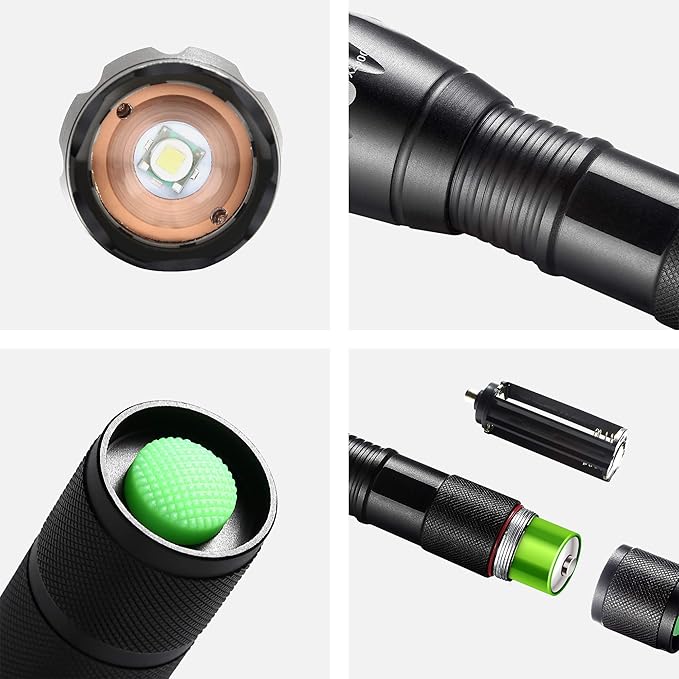 Whaply LED Flashlights, 2 Pack Tactical Flashlight High Lumens Lights with 6Pack AAA Batteries Portable Waterproof Zoomable Flashlight with 5 Mode for Camping/Outdoor/Hiking/Gift-Giving/Emergency