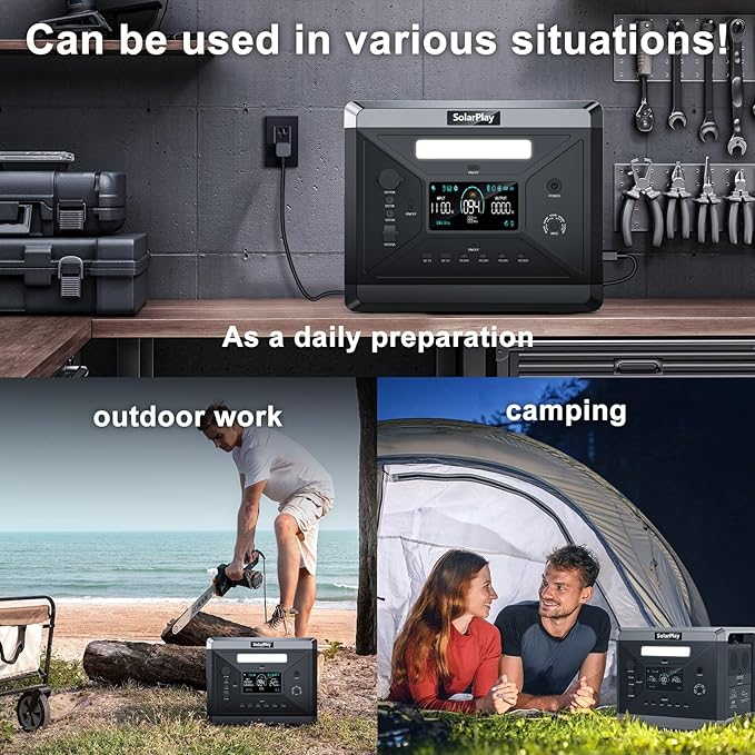 SolarPlay 2400W Portable Power Station, Solar Generator 2160Wh with LFP Battery, 1.5Hrs Fast Charging Emergency Power Station for Camping RV Home (Solar Panel Optional)