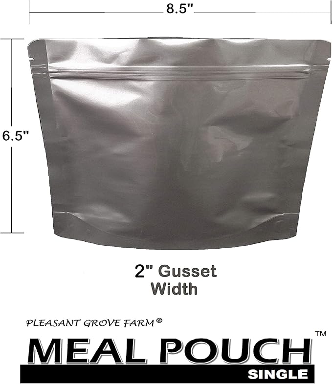 7 Mil Zip Top Mylar Bags Stand Up Gusseted Pouch (50, MEAL POUCH (SINGLE) 8.5 x 6.5 x 2)
