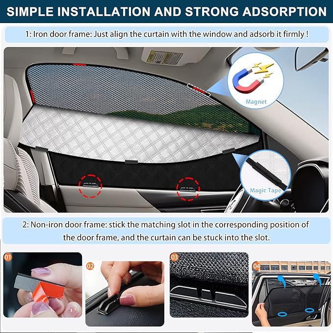 XCBYT Car Window Shades for 2021-2024 Rogue | 2-in-1 Breathable Mesh & Blackout Side Window Covers | UV Protection & Privacy for Baby Naps, Camping & Car Rest (4 PCS)