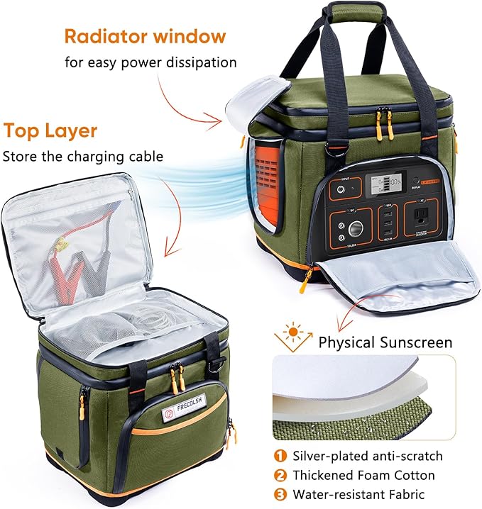 Double-Layer Travel Carrying Case for Jackery Explorer 500 – Portable Power Station Storage Bag with Molded Hard Bottom, Side Ventilation, and Front Pockets for Jackery Accessories & Solar Generator