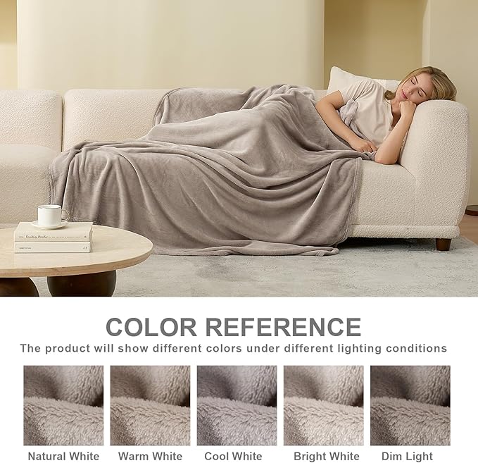 Hansleep Fleece Mocha Brown Throw XL Blanket, Super Soft Flannel Fuzzy Plush Cozy Blanket for All Seasons, Mocha Brown, Throw XL 50x70 Inches