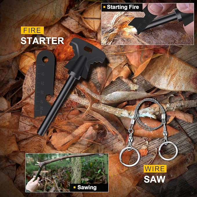 Gifts for Men Christmas 14-in-1 Survival Kit - Premium Outdoor Survival Gear Set with Tactical Tools/Fishing Essentials, Perfect for Dad, Husband, Him, Teen Boys, Camping, Hiking