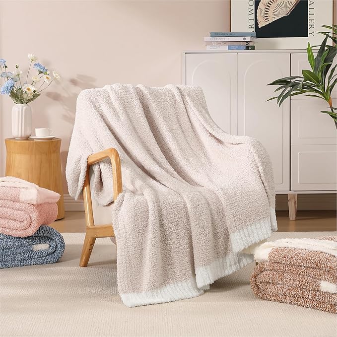 WRENSONGE Throw Blanket Cationic Dyeing Taupe Soft Cozy Fluffy Warm Hand Made Throw Blankets for Couch, Sofa, Chair, Bed, Camping, Picnic, Travel Lightweight Bed Blanket - 50"*70"