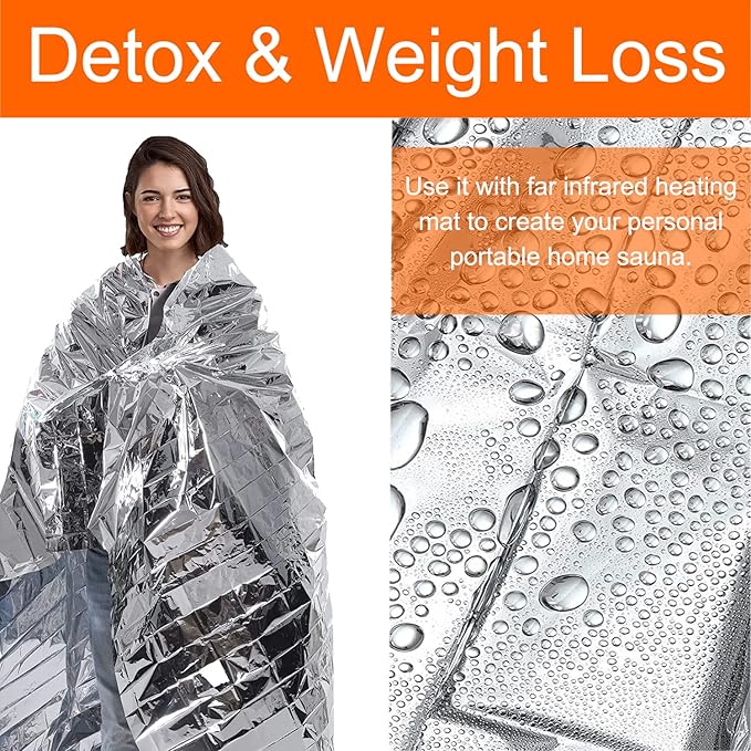 50 Pcs Emergency Mylar Thermal Blanket, Gigantic Space Blanket 82 * 52 in. for Marathons and Car Use