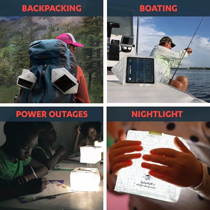Solight Design SolarPuff Hybrid Solar Lantern – Collapsible LED Solar Powered Camping Lantern with Warm & Bright White Light, Rechargeable, Waterproof, Light Sensor, Emergency & Power Outage Light